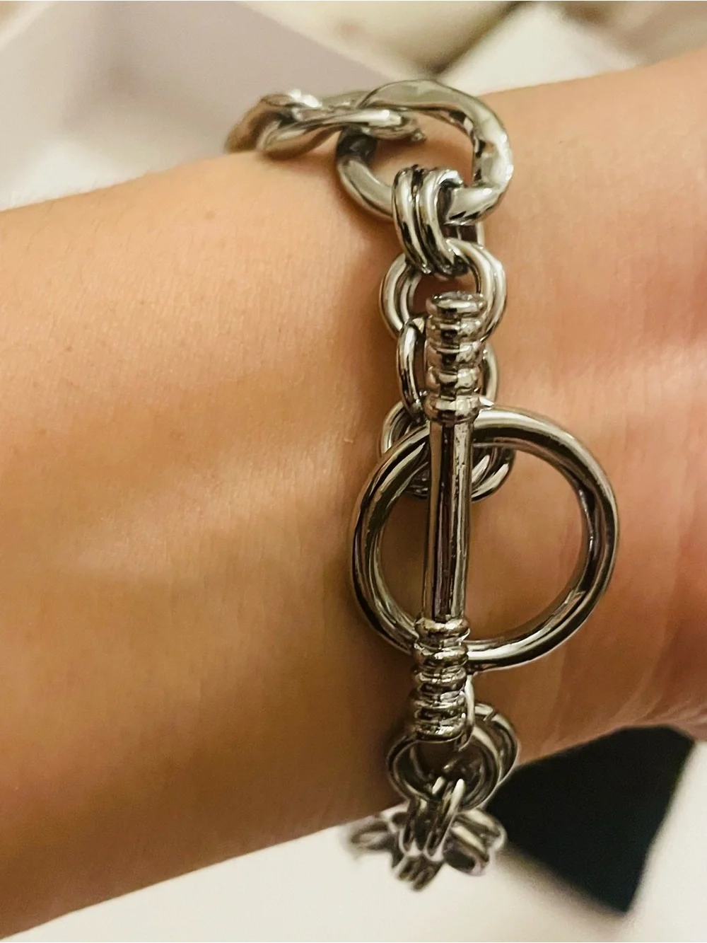 Silver-Tone Chunky Toggle Chain Bracelet - New in Dusty